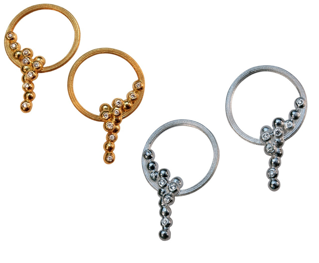 Karma Sideways Hoop Earrings- Sterling Silver with diamonds-14