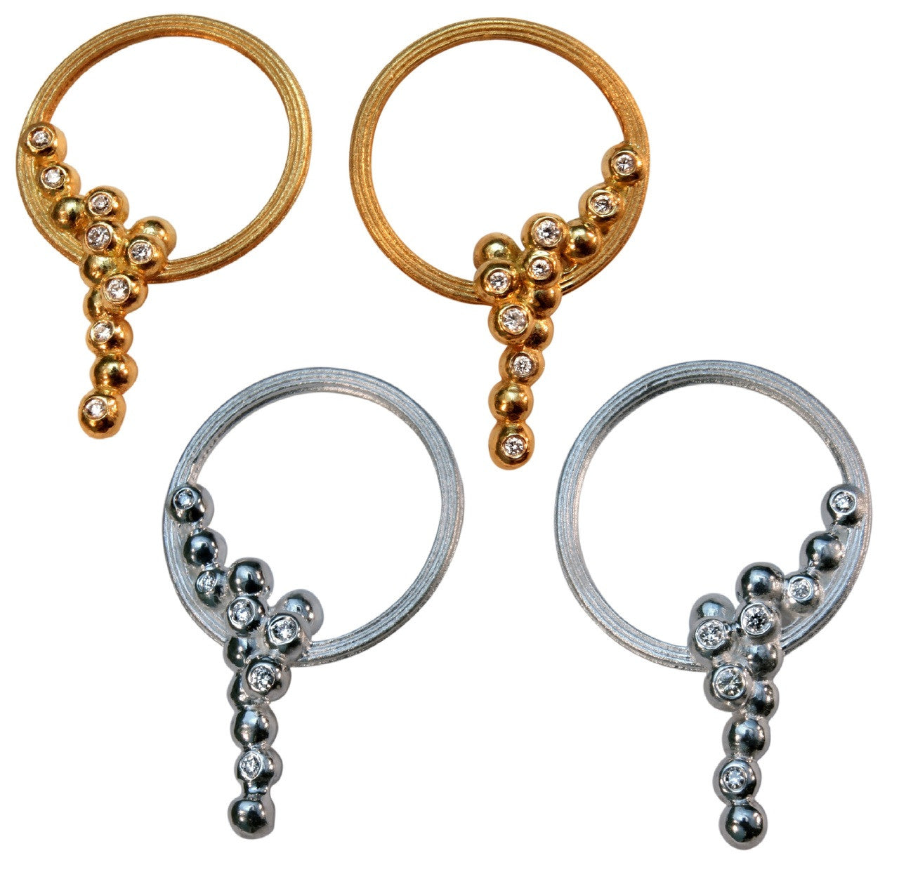Karma Sideways Hoop Earrings- Sterling Silver with diamonds-2