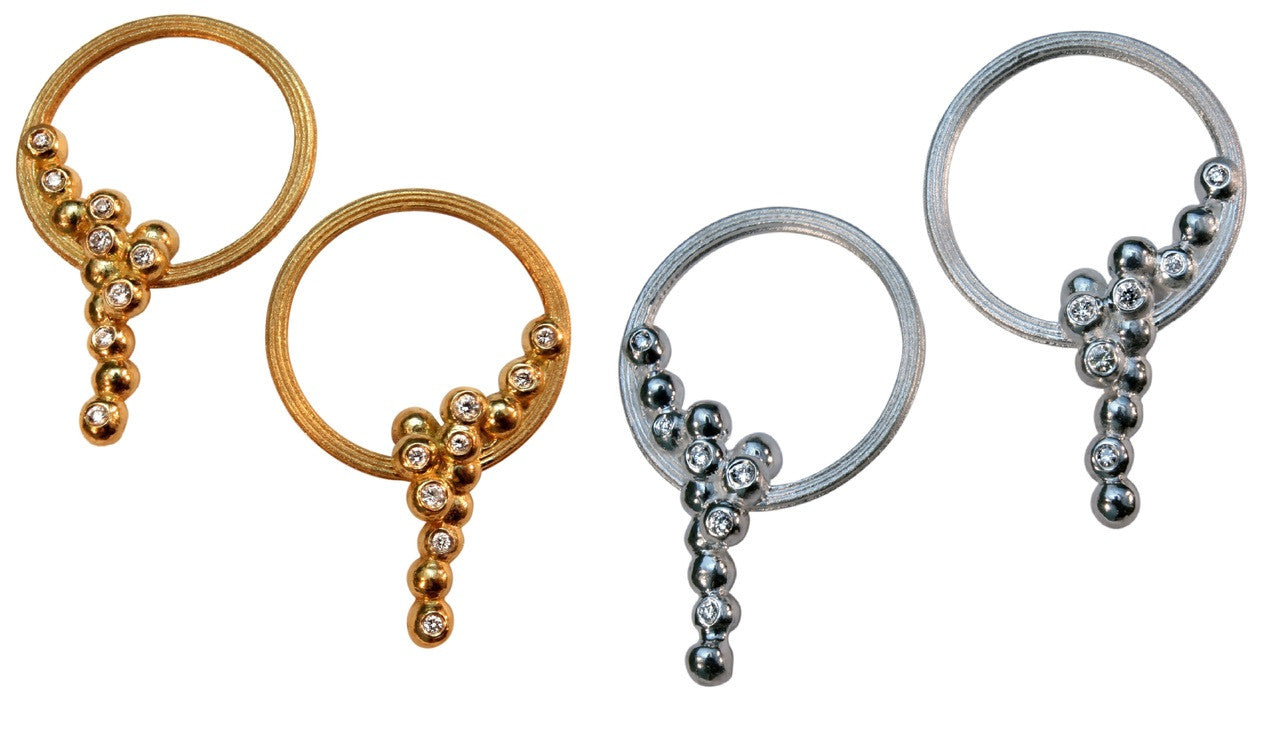 Karma Sideways Hoop Earrings- Sterling Silver with diamonds-11