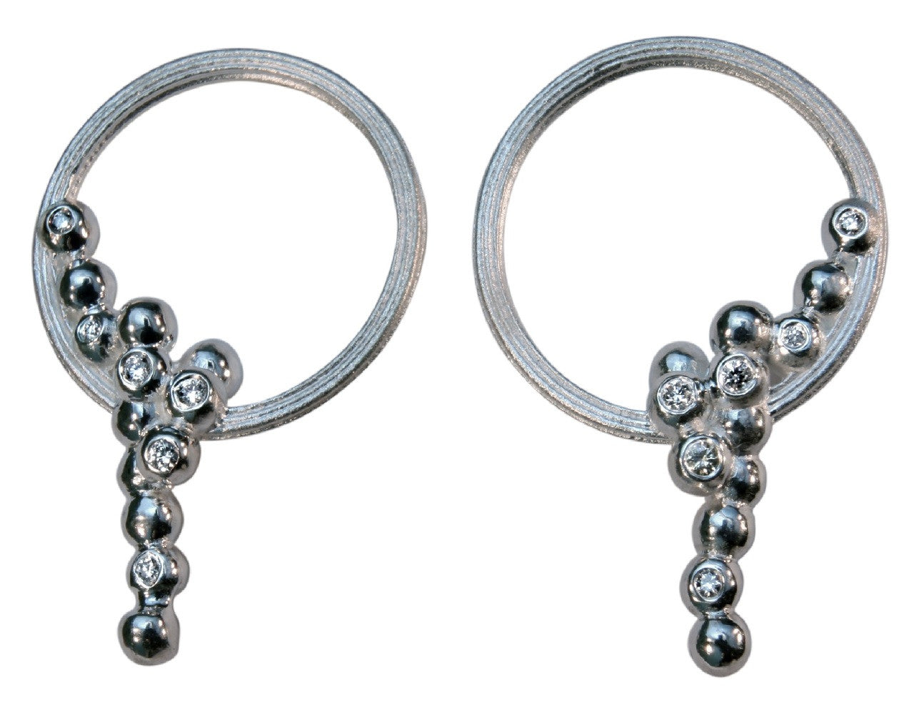 Karma Sideways Hoop Earrings- Sterling Silver with diamonds-18