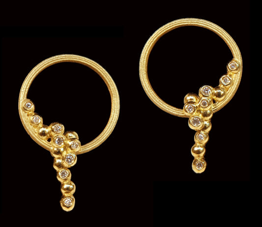 Karma Sideways Hoop Earrings- Sterling Silver with diamonds-20