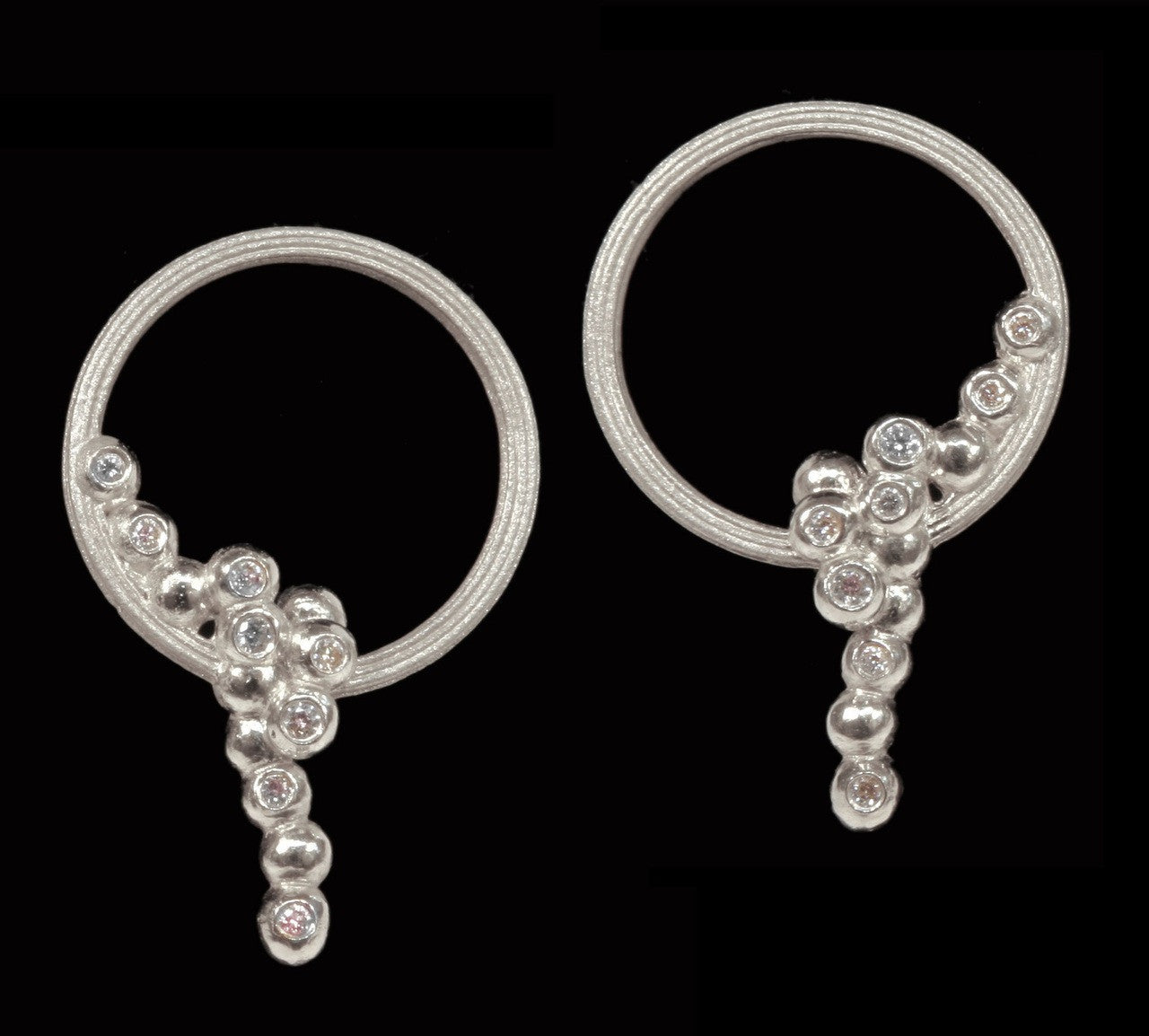 Karma Sideways Hoop Earrings- Sterling Silver with diamonds-6