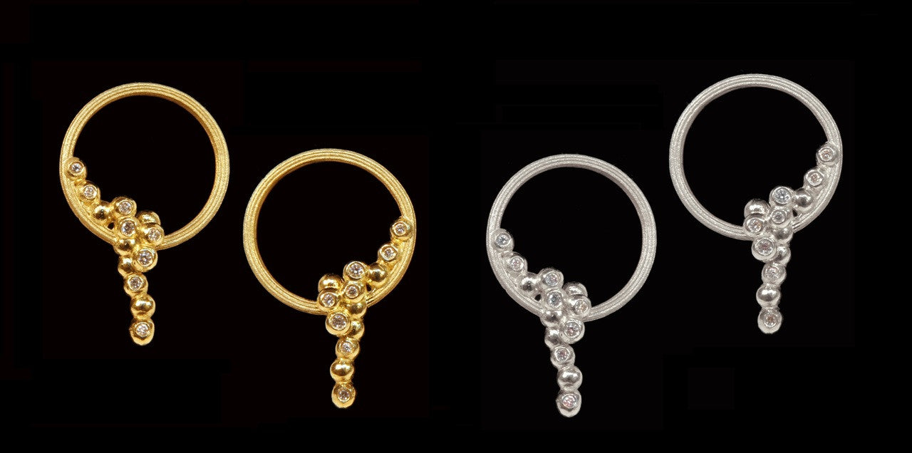 Karma Sideways Hoop Earrings- Sterling Silver with diamonds-16