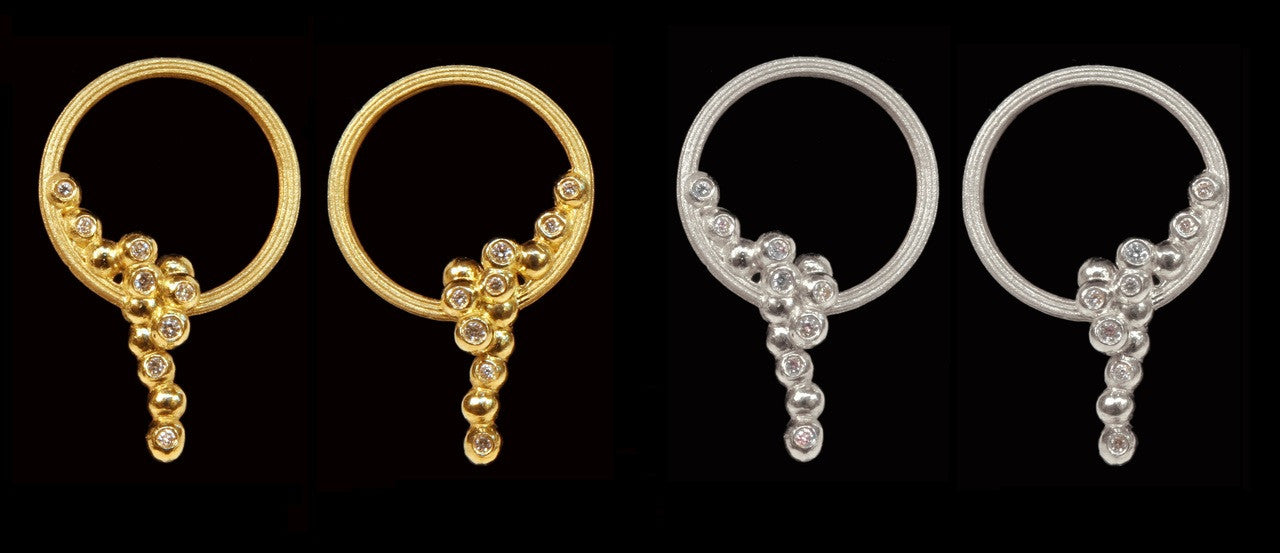 Karma Sideways Hoop Earrings- Sterling Silver with diamonds-10