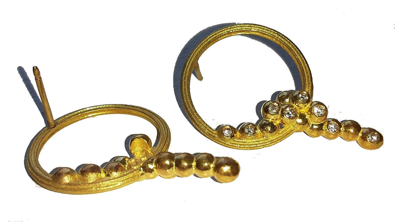Karma Sideways Hoop Earrings- Sterling Silver with diamonds-7