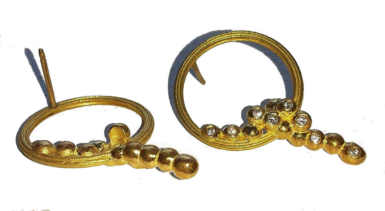 Karma Sideways Hoop Earrings- Sterling Silver with diamonds-3
