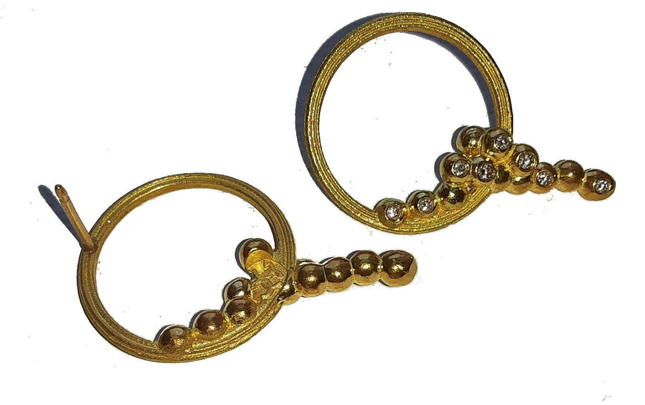 Karma Sideways Hoop Earrings- Sterling Silver with diamonds-15