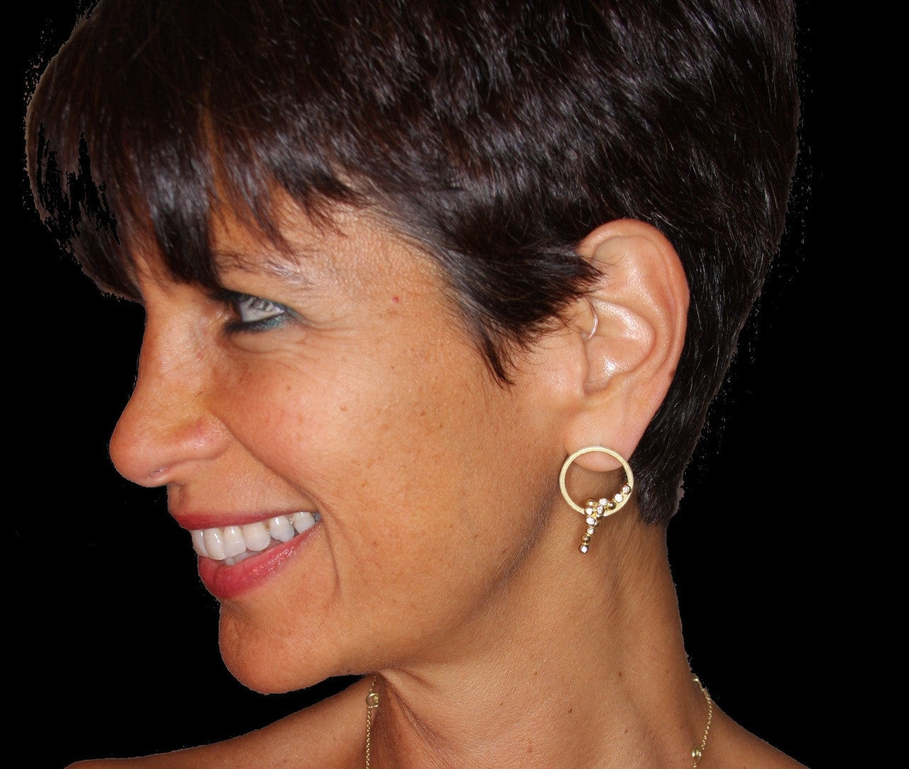 Karma Sideways Hoop Earrings- Sterling Silver with diamonds-17
