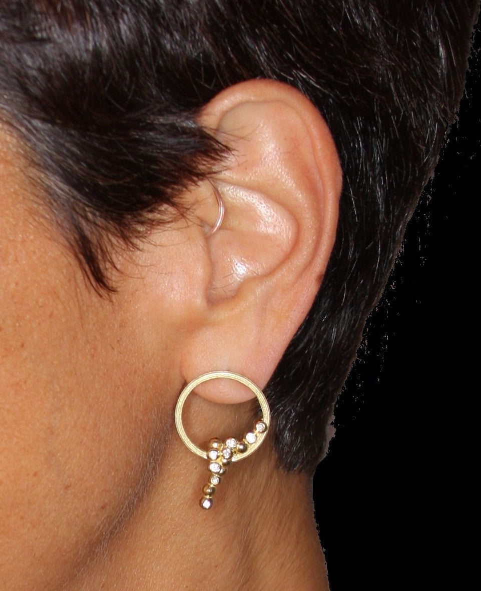 Karma Sideways Hoop Earrings- Sterling Silver with diamonds-1