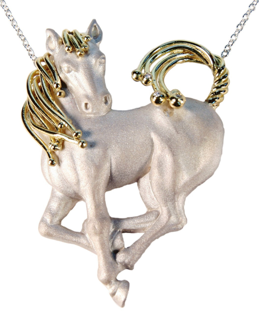 Equestrian Horse Heart Shape Necklace. Love is Everywhere. Diamonds in 18K Gold & Sterling Silver-5