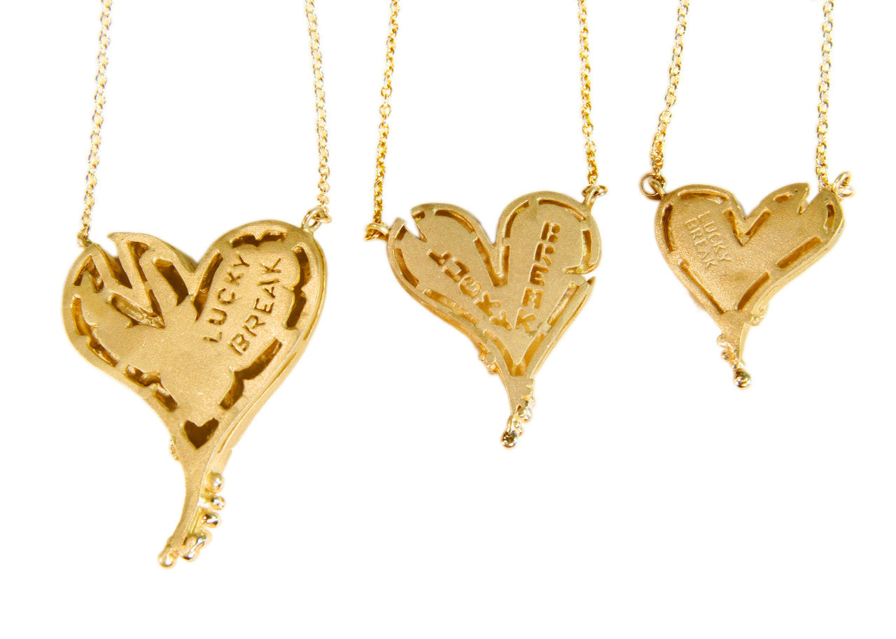 Hearts-Lucky Break Necklace-Medium-14K Gold with Diamonds