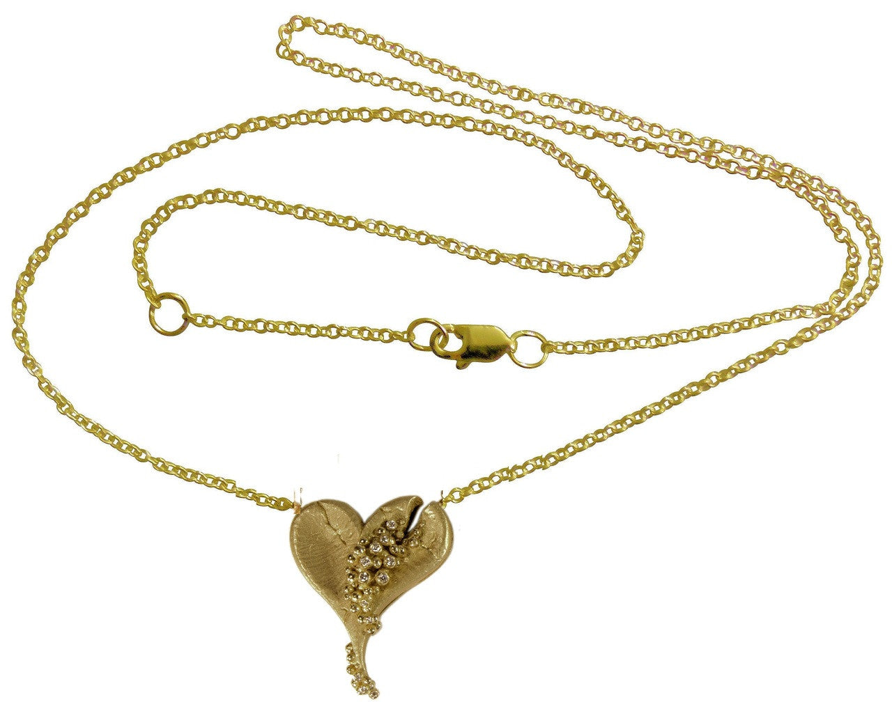 Hearts-Lucky Break Necklace-Large-14K Gold with Overflowing diamonds-12
