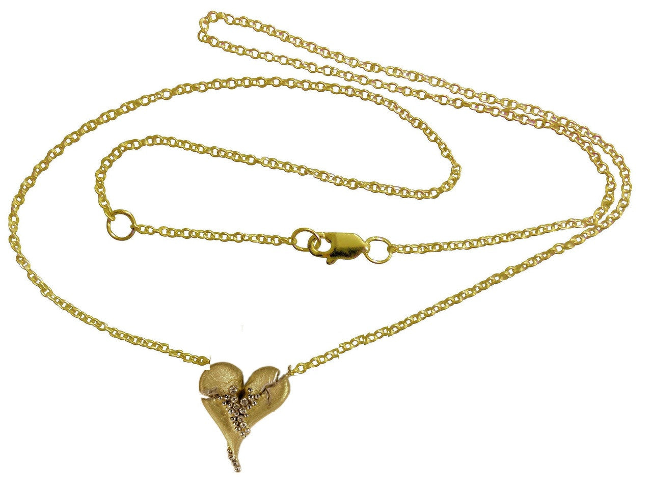 Hearts-Lucky Break Necklace-Medium-14K Gold with Diamonds