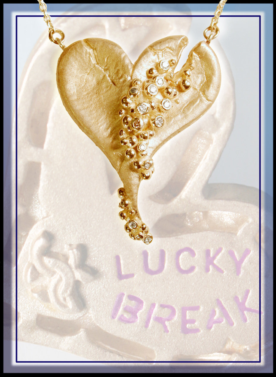 Hearts-Lucky Break Necklace-Medium-14K Gold with Diamonds