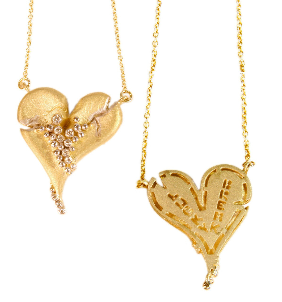 Hearts-Lucky Break Necklace-Medium-14K Gold with Diamonds