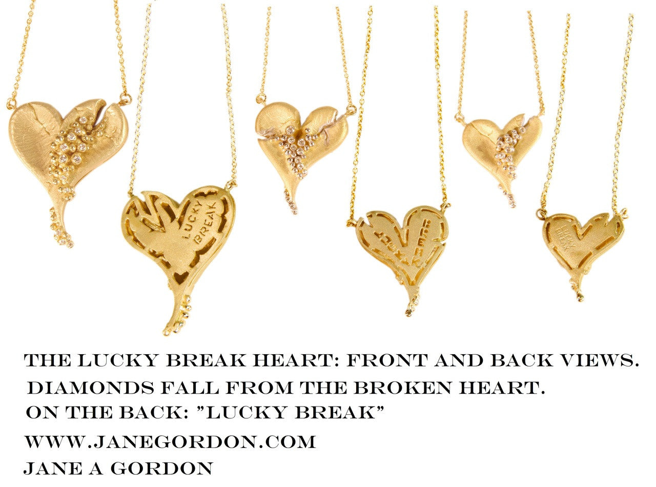 Hearts-Lucky Break Necklace-Medium-14K Gold with Diamonds