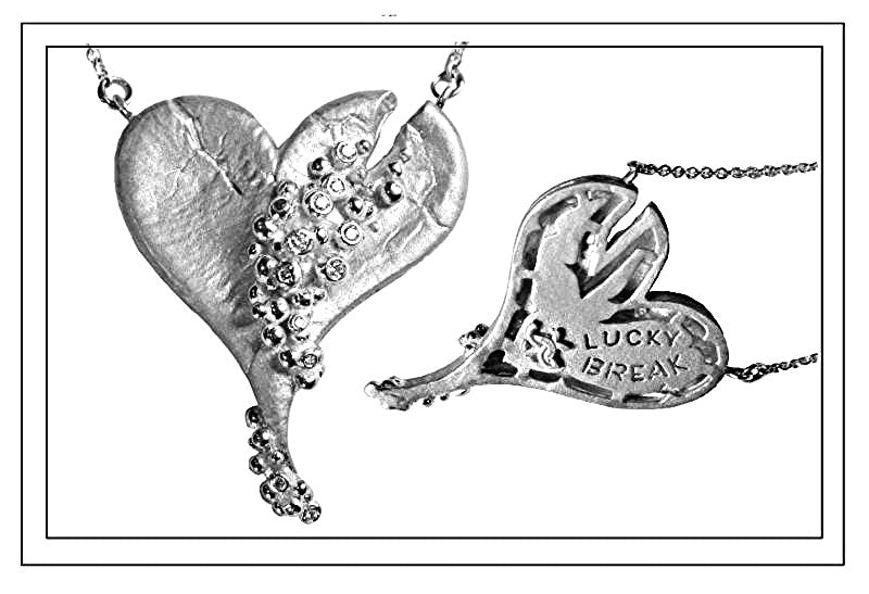 Hearts-Lucky Break Necklace-Large-14K Gold with Overflowing diamonds-7