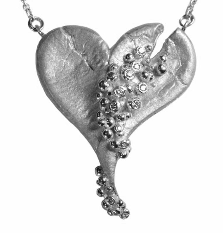 Hearts-Lucky Break Necklace-Large-14K Gold with Overflowing diamonds-6