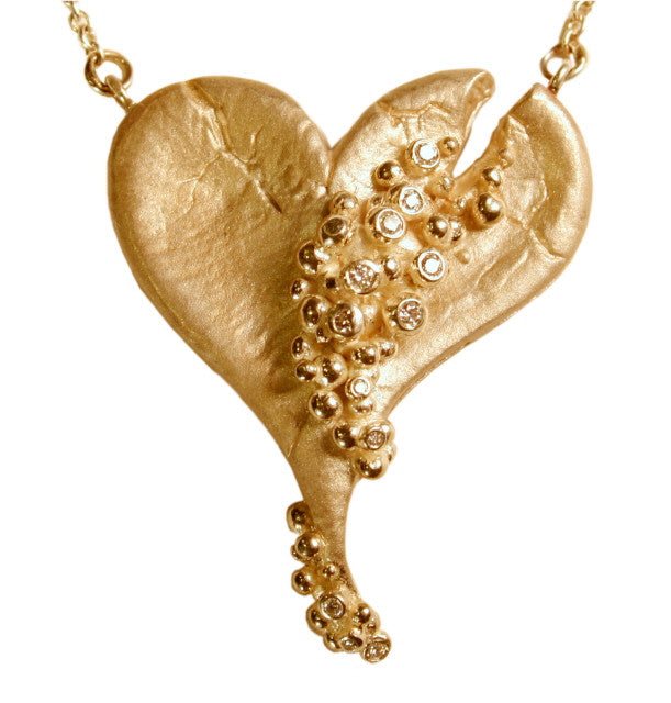 Hearts-Lucky Break Necklace-Large-14K Gold with Overflowing diamonds-8