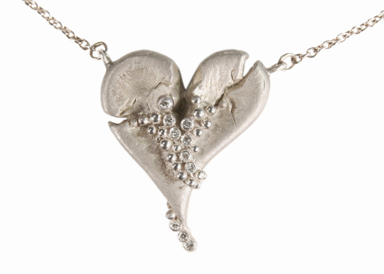 Hearts-Lucky Break Necklace-Medium-14K Gold with Diamonds