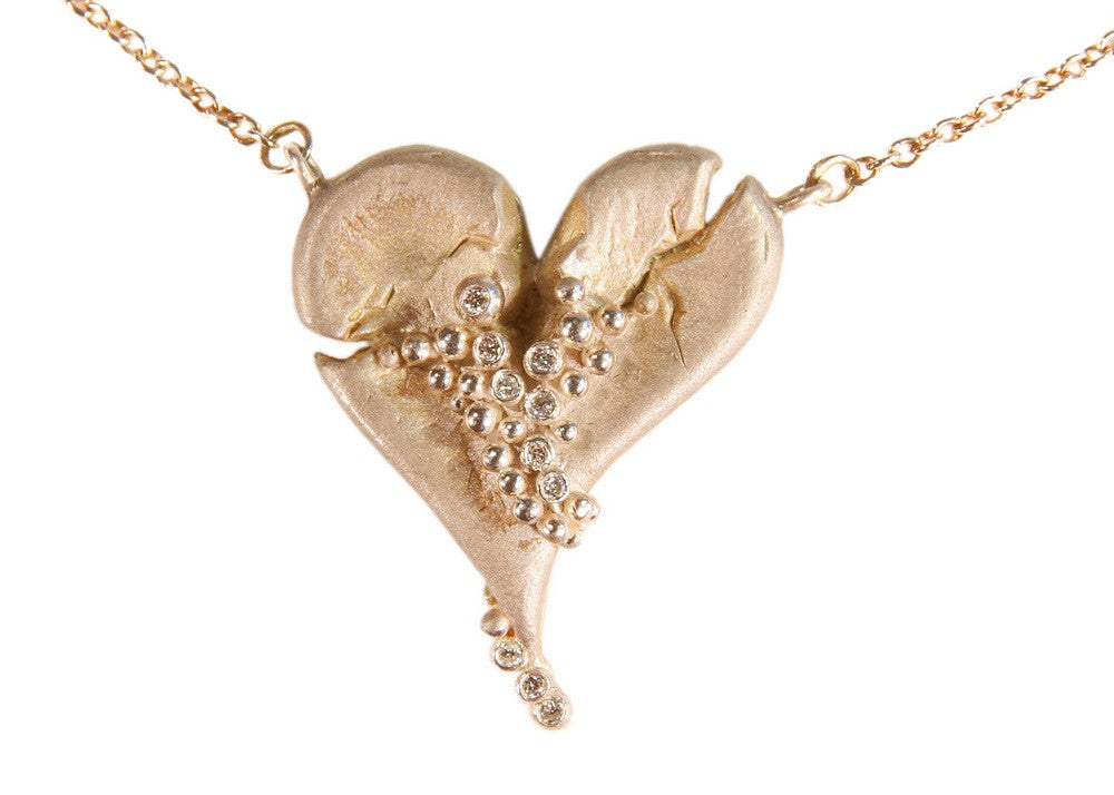 Hearts-Lucky Break Necklace-Medium-14K Gold with Diamonds