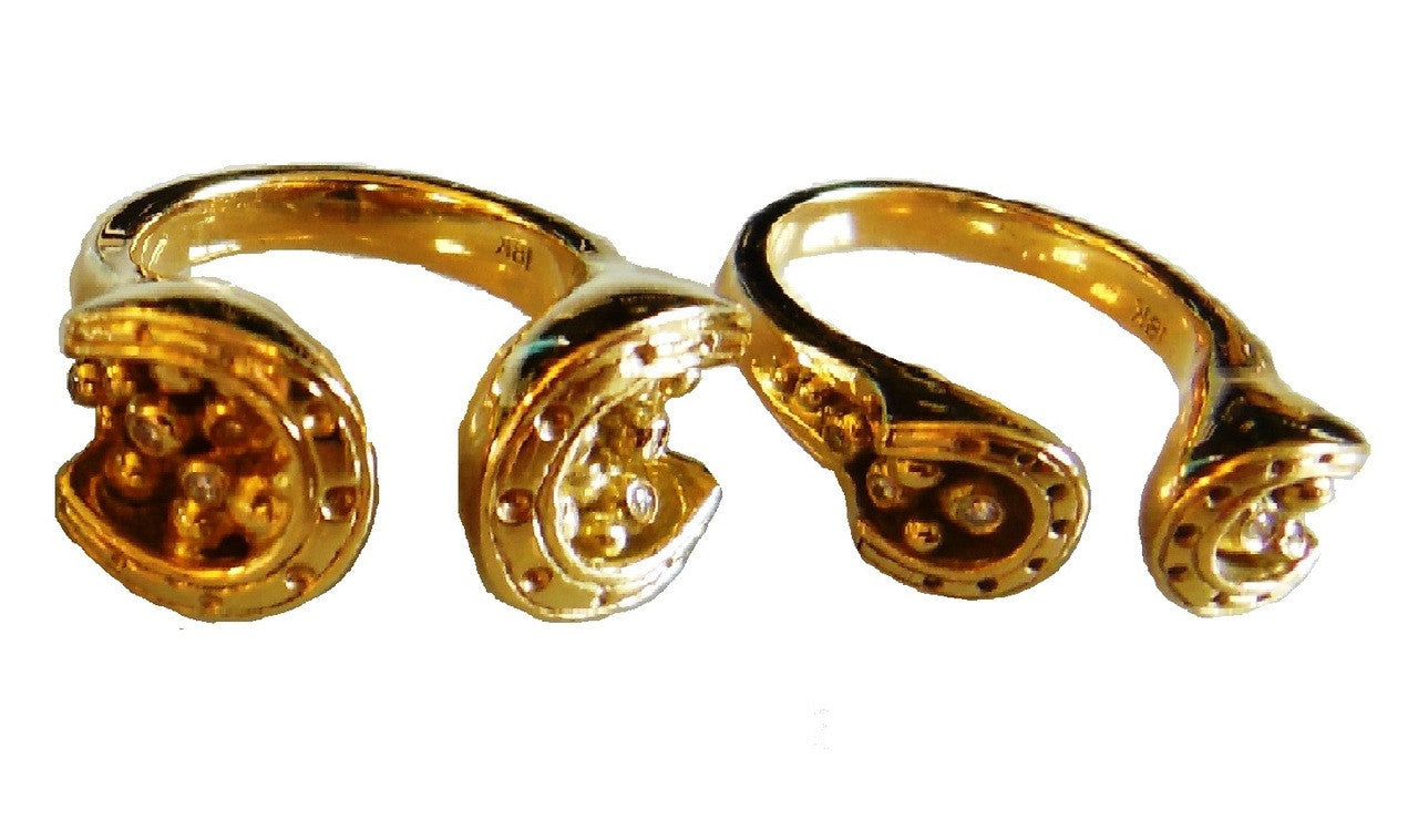 Equestrian "Lucky You" Horseshoe Ring-14K Gold with Diamonds. Smaller Version-12