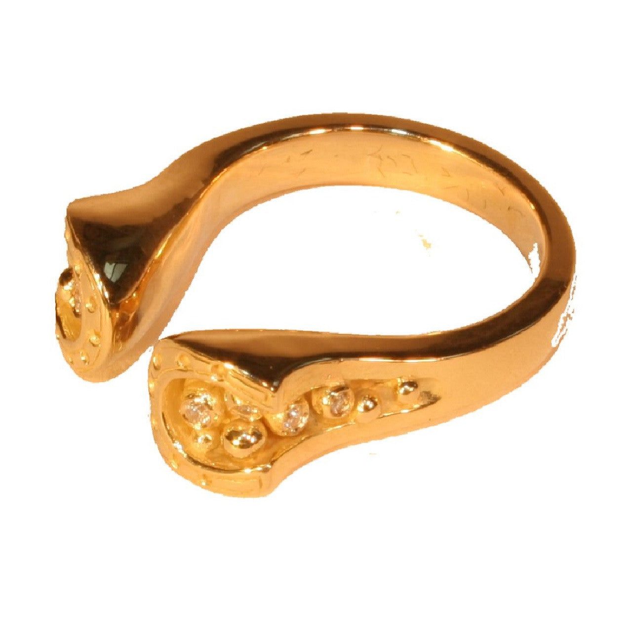 Equestrian "Lucky You" Horseshoe Ring-14K Gold with Diamonds. Smaller Version-4