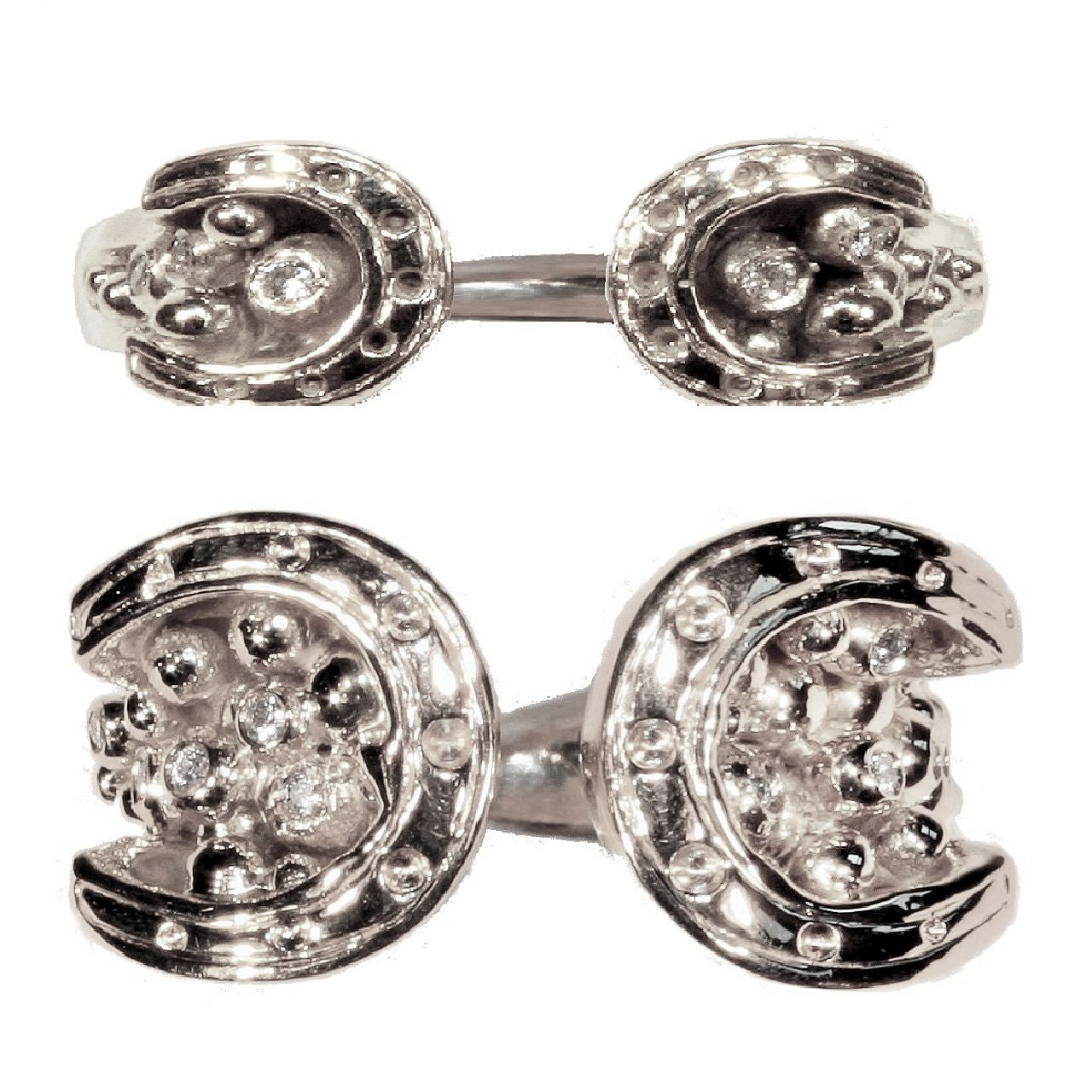 Equestrian "Lucky You" Horseshoe Ring-14K Gold with Diamonds. Smaller Version-0