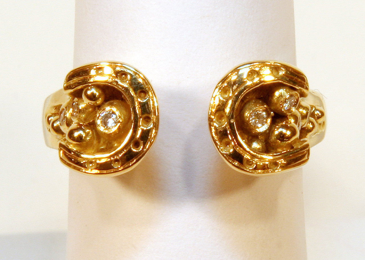 Equestrian "Lucky You" Horseshoe Ring-14K Gold with Diamonds. Smaller Version-7