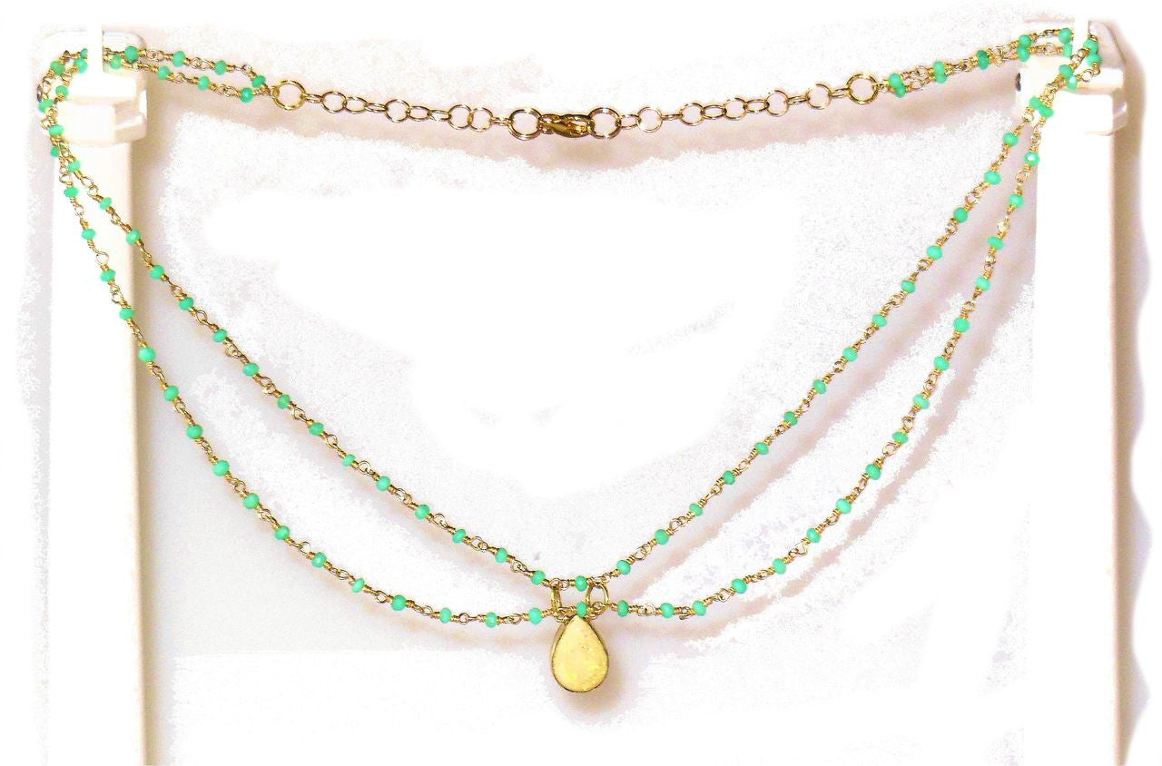 Ethiopian Opal on Chrisoprace wire wrapped double necklace-0