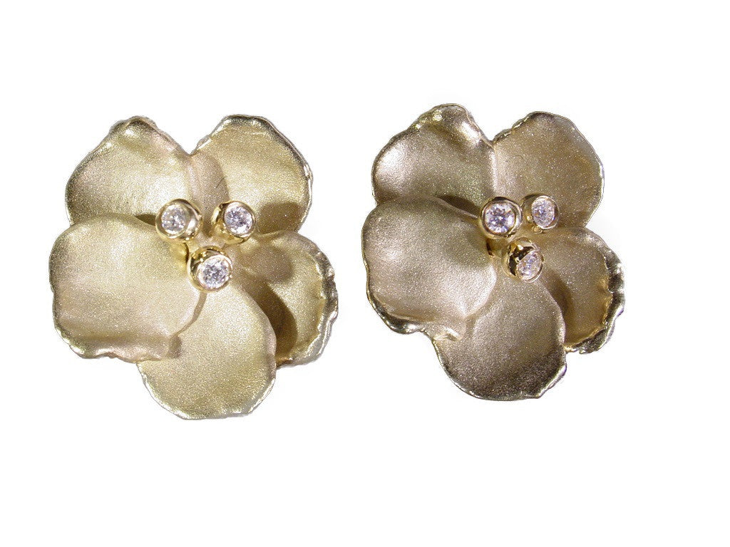 Metal Petals- Pansy earring-Large-14k Gold-0