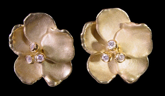 Metal Petals- Pansy earring-Large-14k Gold-10