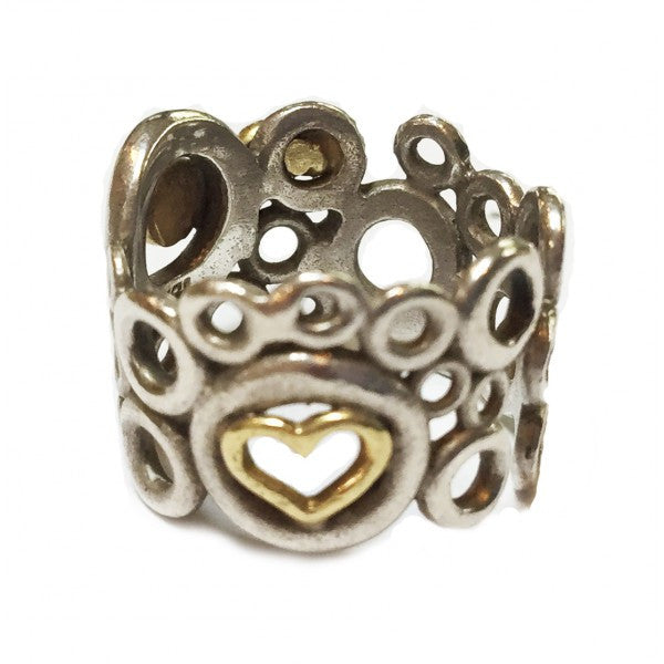 Peace, Love and Abundance Ring (Narrow) Diamonds in 18K Gold & Sterling Silver-2