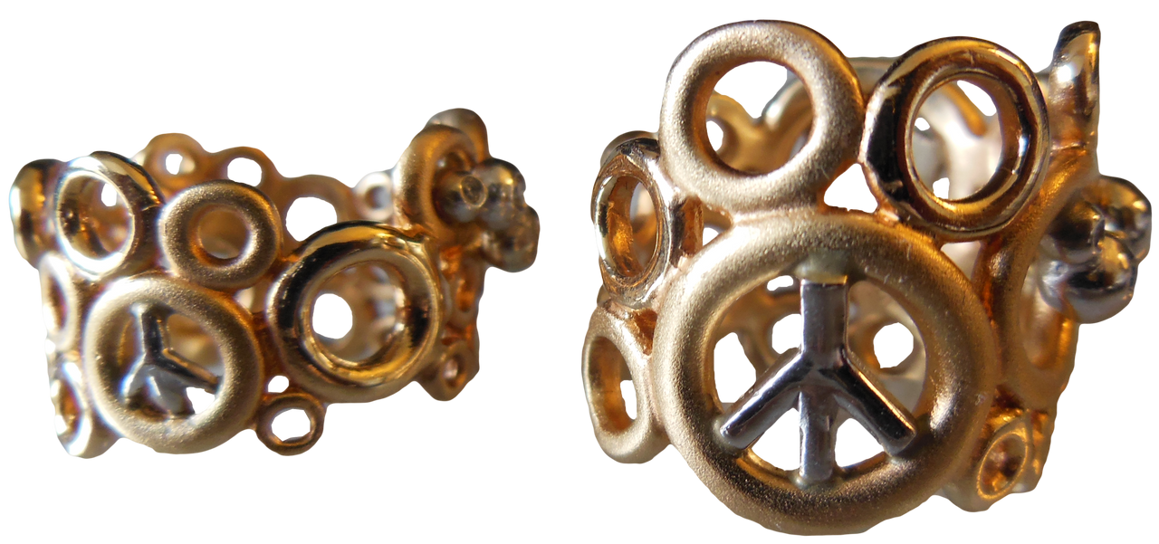 Peace, Love and Abundance Ring (Narrow) Diamonds in 18K Gold & Sterling Silver-7