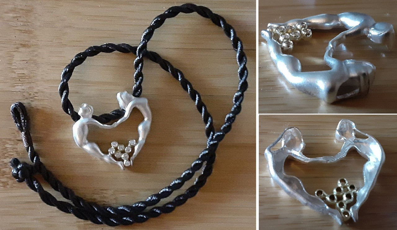 Dancing Couple Heart Necklace: Love is Everywhere. Diamonds in 18K Gold in Sterling Silver Heart-4