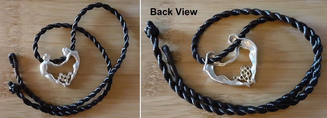 Dancing Couple Heart Necklace: Love is Everywhere. Diamonds in 18K Gold in Sterling Silver Heart-7