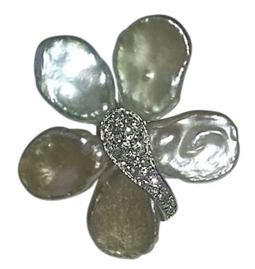 Fabulously Fun Sparkle Center Petal Pearl Flower Ring: Chinese Freshwater Pearls, Sterling Silver-3