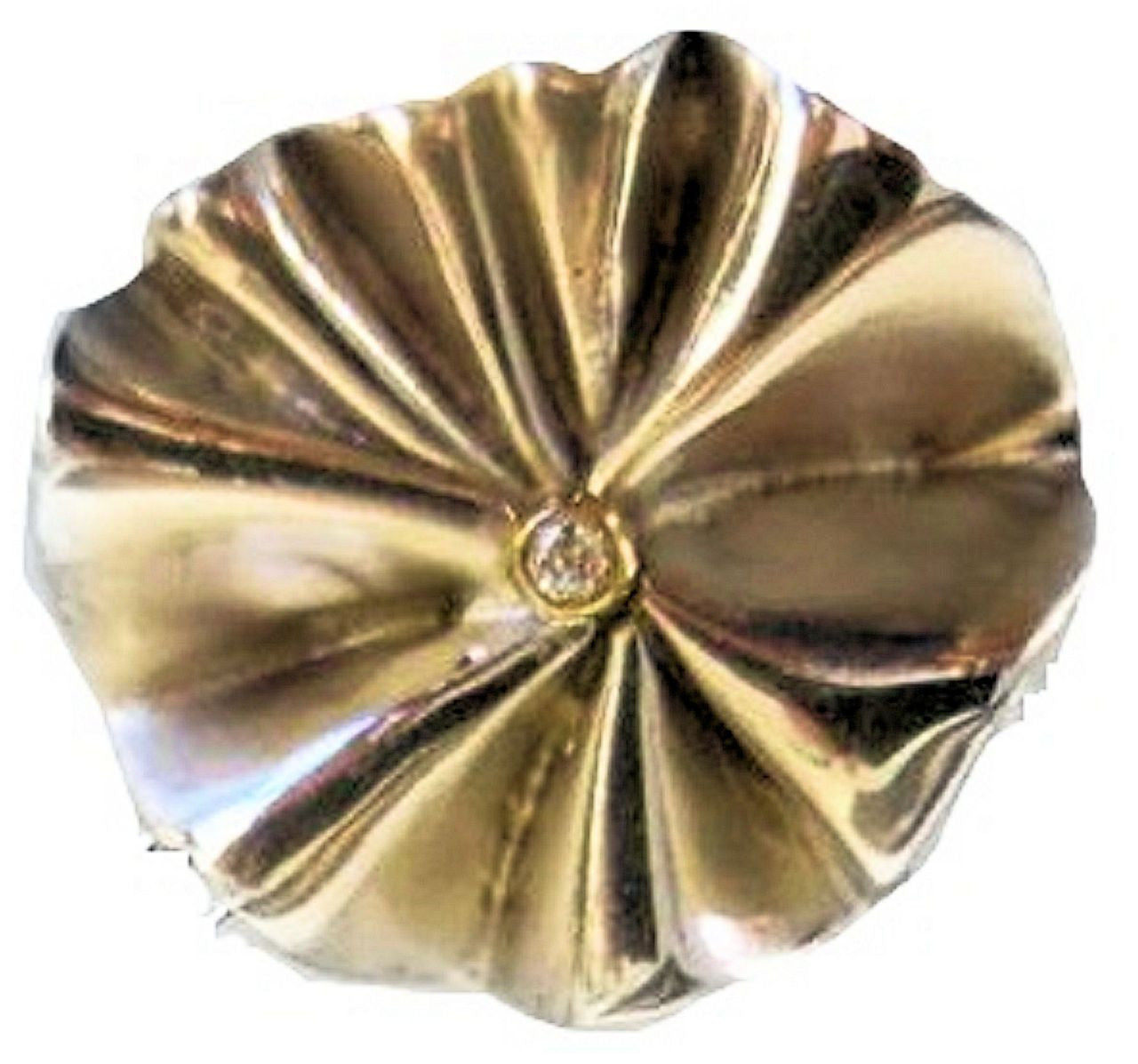 Ruffle Pendant: Single Diamond in 18K Gold Dot Set in Sterling Silver-18