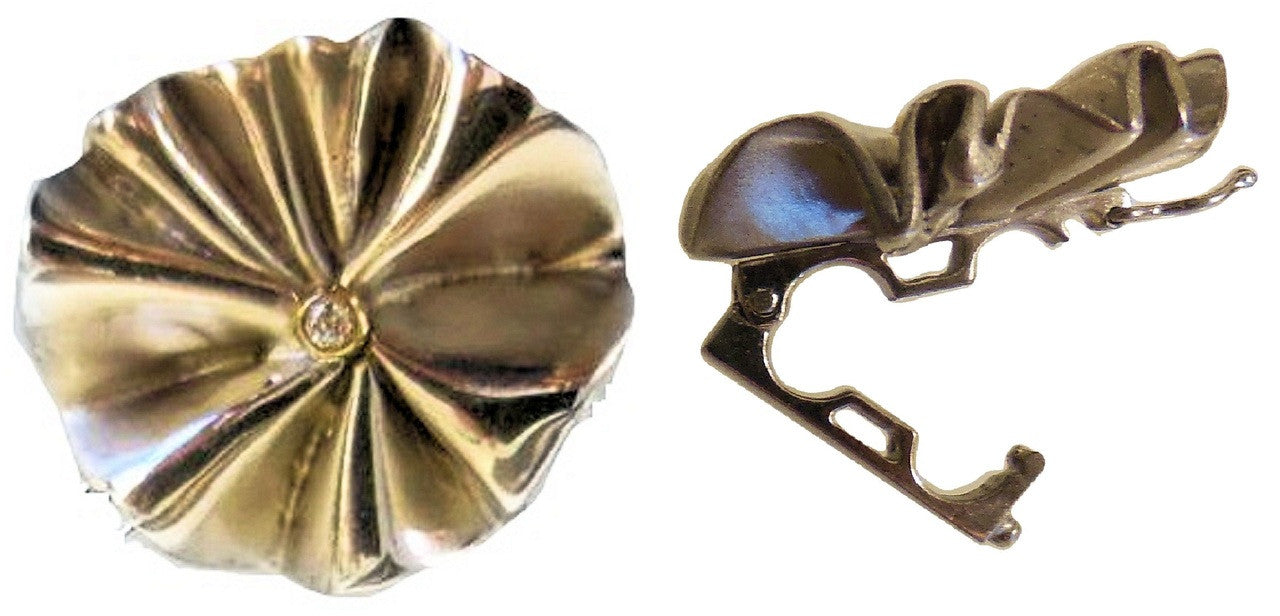 Ruffle Pendant: Single Diamond in 18K Gold Dot Set in Sterling Silver-21