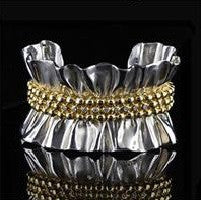 Ruffle Pendant: Single Diamond in 18K Gold Dot Set in Sterling Silver-15