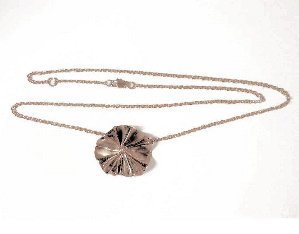 Ruffle Pendant: Single Diamond in 18K Gold Dot Set in Sterling Silver-7