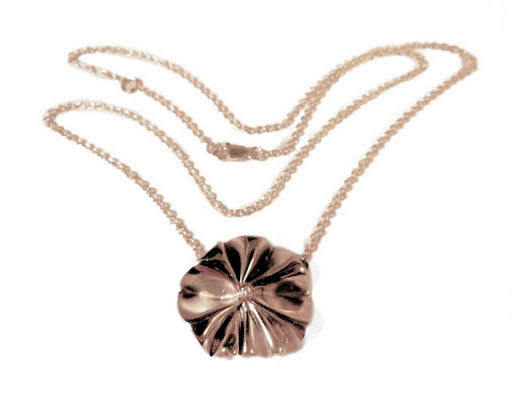 Ruffle Pendant: Single Diamond in 18K Gold Dot Set in Sterling Silver-8