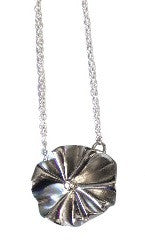 Ruffle Pendant: Single Diamond in 18K Gold Dot Set in Sterling Silver-4
