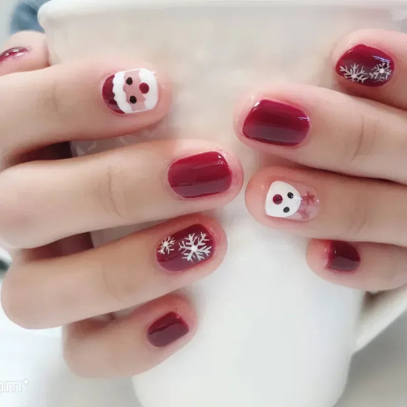 Gold Powder Christmas Fake Nails