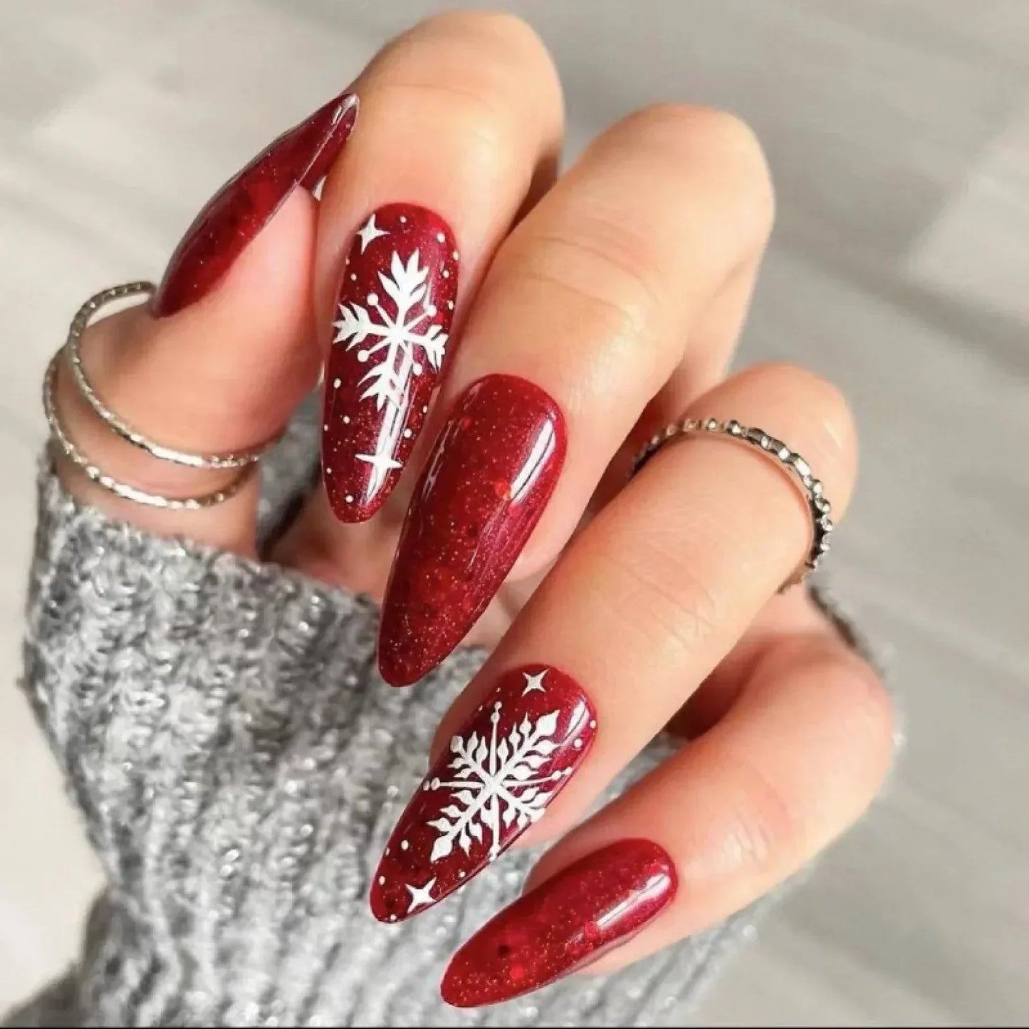 Gold Powder Christmas Fake Nails