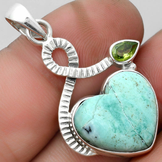 Heart Dendritic Chrysoprase - Africa & Peridot Pendant P-1111 SDP104203
