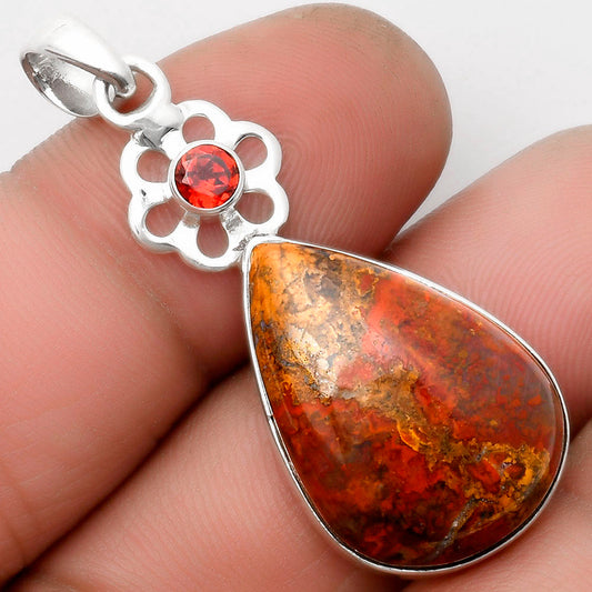 Rare Cady Mountain Agate & Garnet Pendant P-1634 SDP110004