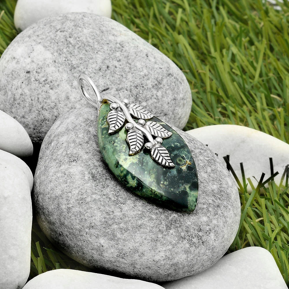 Leaves - Natural Star Galaxy Jasper Pendant P-1291 SDP117270