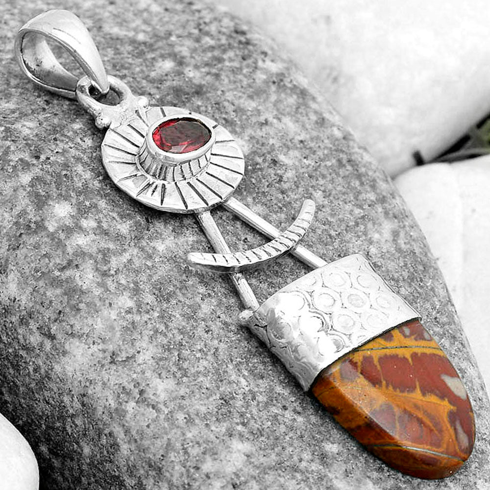 Natural Noreena Jasper & Garnet Pendant P-1193 SDP123141