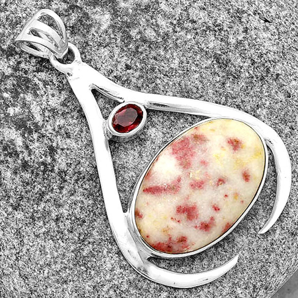 Natural Cinnabar & Garnet Pendant P-1057 SDP134010